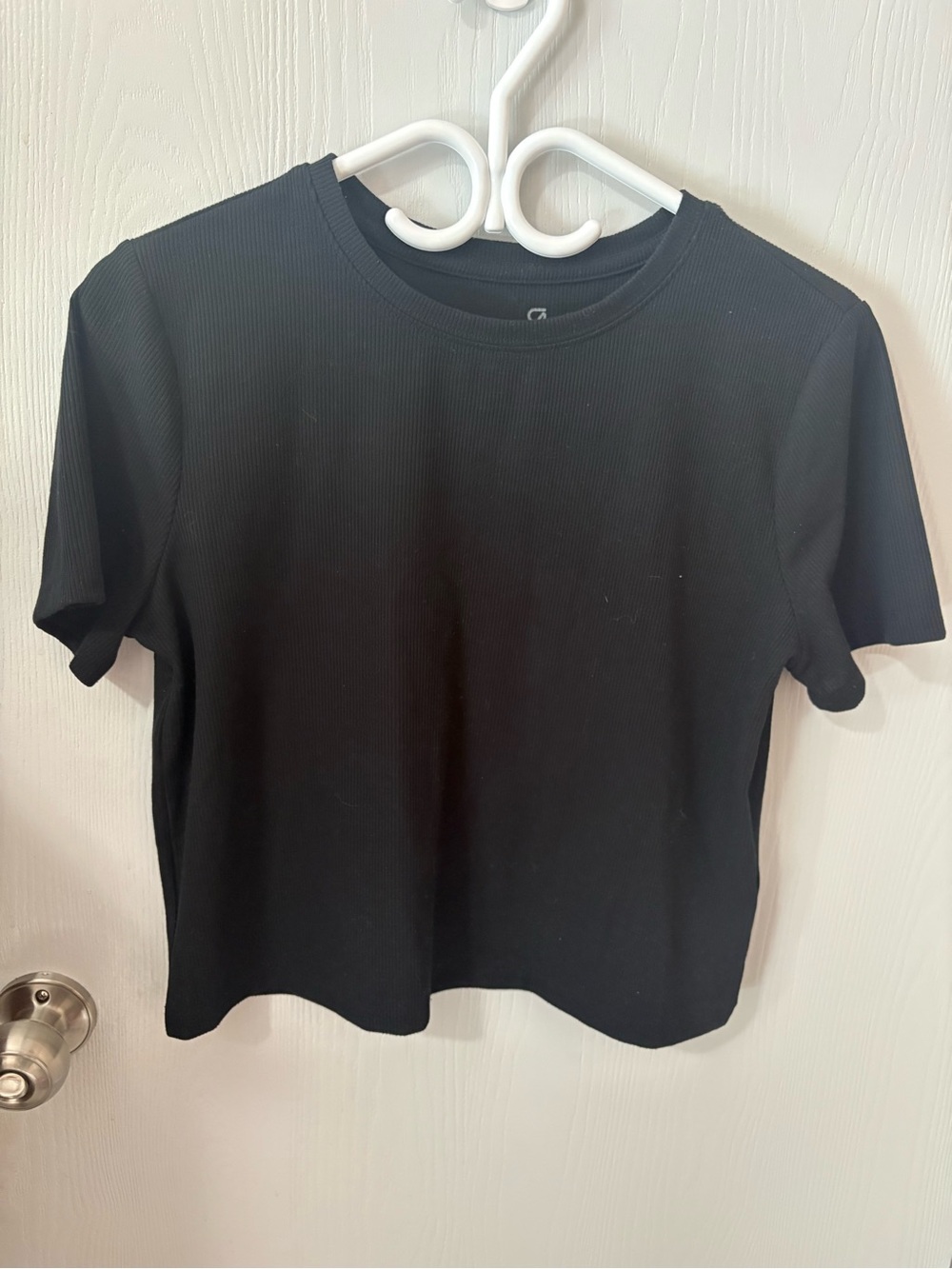 Gap Black Ribbed Crewneck Short Sleeve Top size small